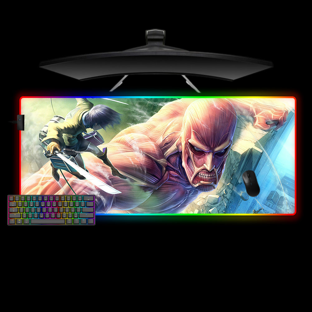 Allleftout Colossal Titan Fight Design M-Xxl Size Rgb Gaming Mouse Pad, Computer Desk Mat