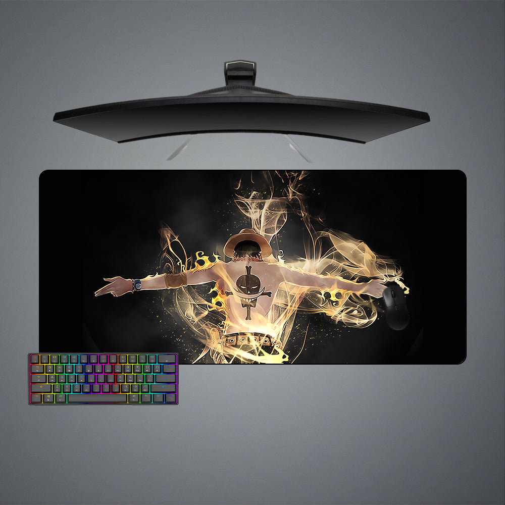 Allleftout One Piece Ace Flames Design M-Xxl Size Gaming Mouse Pad, Computer Desk Mat