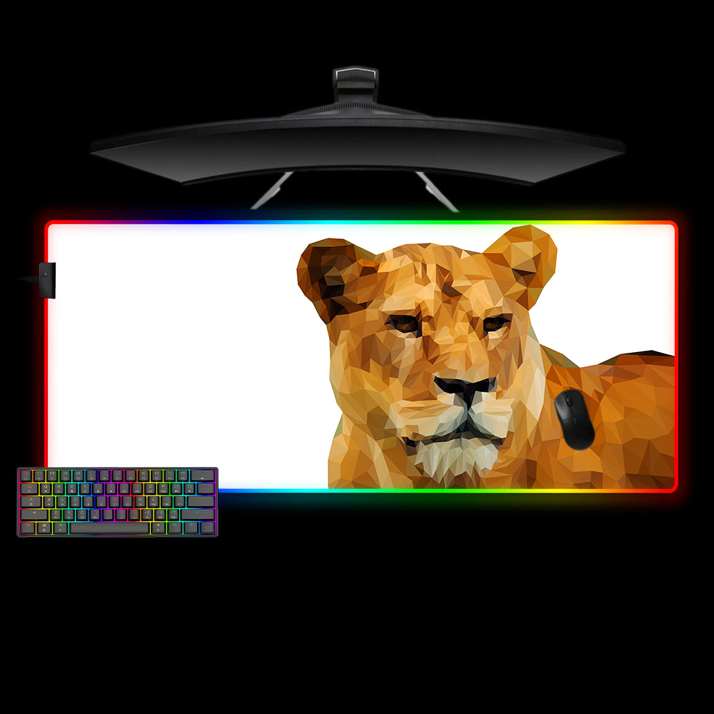 Allleftout Low Poly Lion Design M-Xxl Size Rgb Gaming Mouse Pad, Computer Desk Mat