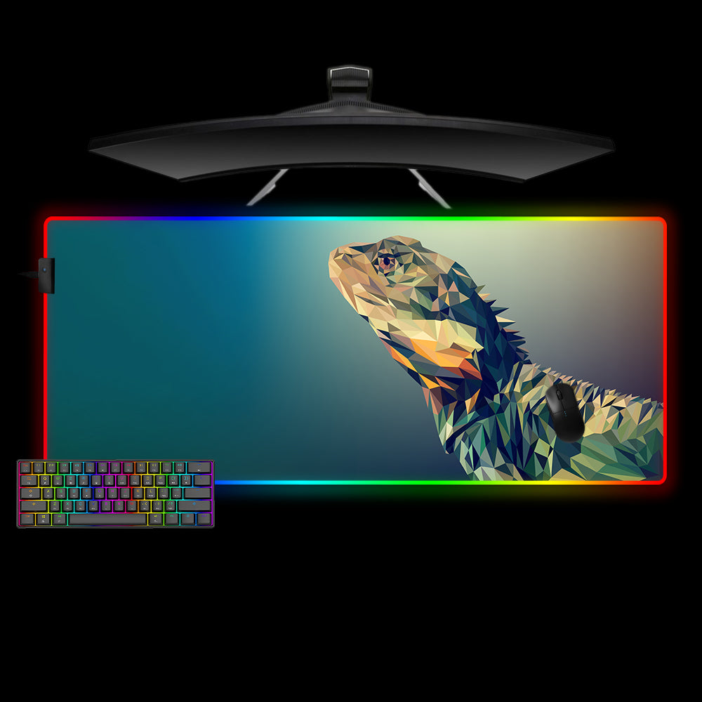 Allleftout Low Poly Lizard Design M-Xxl Size Rgb Gaming Mouse Pad, Computer Desk Mat