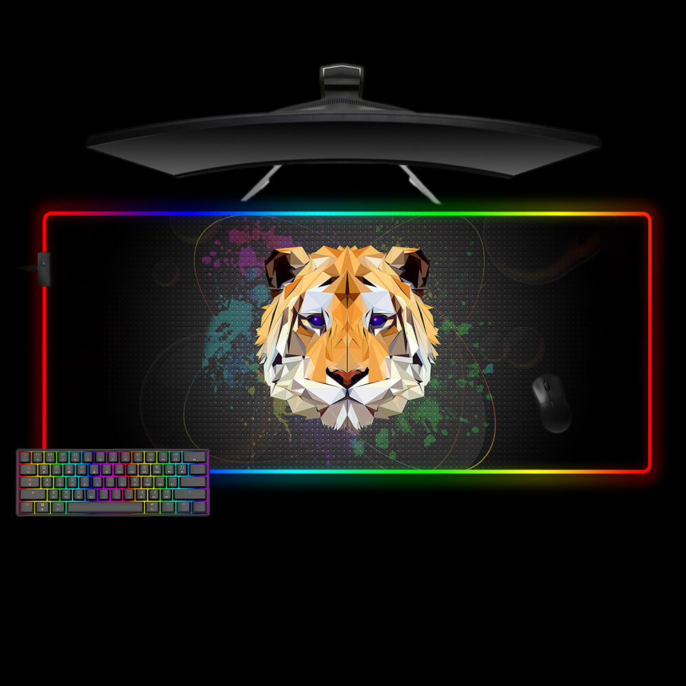 Allleftout Low Poly Tiger Design M-Xxl Size Rgb Gaming Mouse Pad, Computer Desk Mat