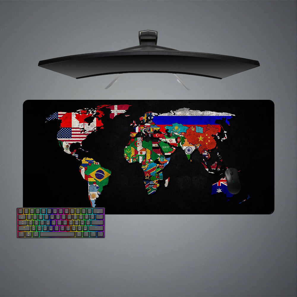 Allleftout National Flags World Map Design M-Xxl Size Gaming Mouse Pad, Computer Desk Mat
