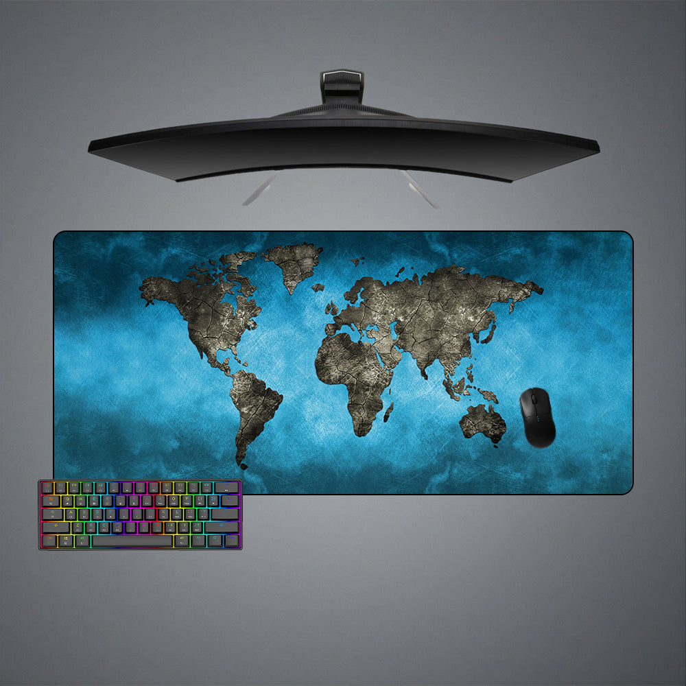 Allleftout Blue Bronze World Map Design M-Xxl Size Gaming Mouse Pad, Computer Desk Mat