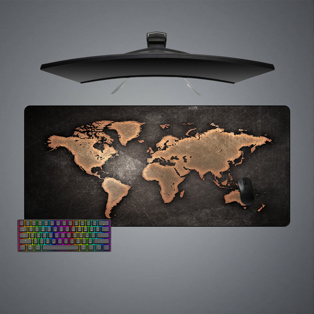 Allleftout Metal Texture World Map Design M-Xxl Size Gaming Mouse Pad, Computer Desk Mat