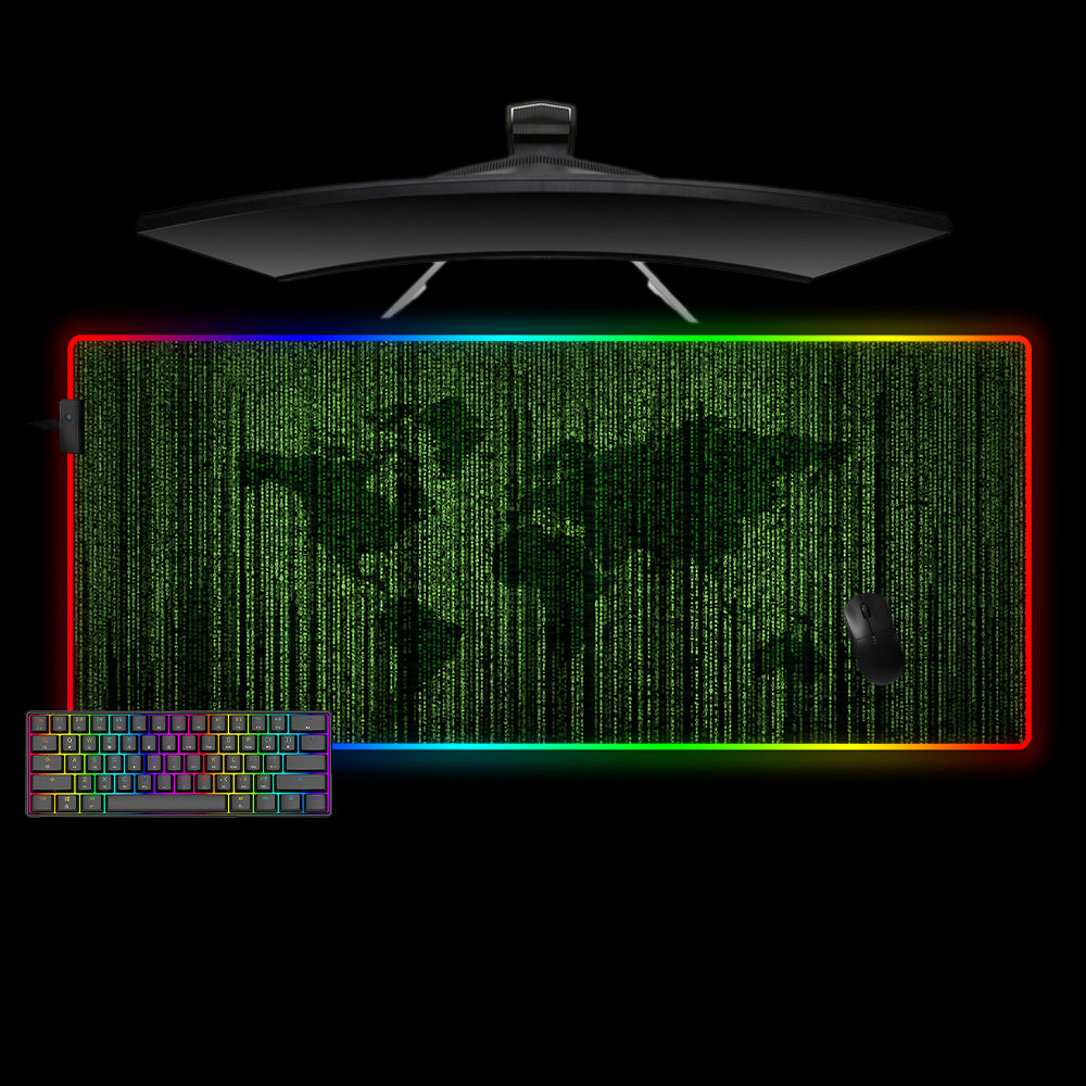 Allleftout Matrix Code World Map Design M-Xxl Size Rgb Gaming Mouse Pad, Computer Desk Mat