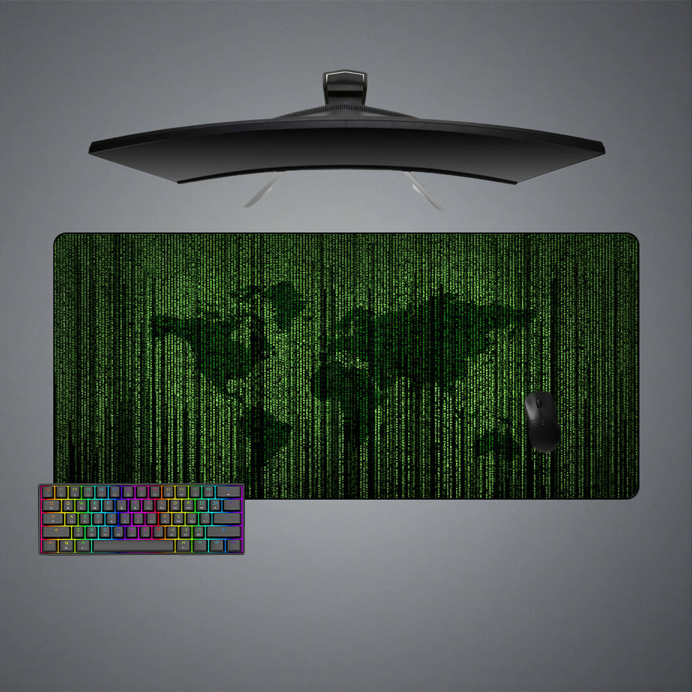 Allleftout Matrix Code World Map Design M-Xxl Size Gaming Mouse Pad, Computer Desk Mat