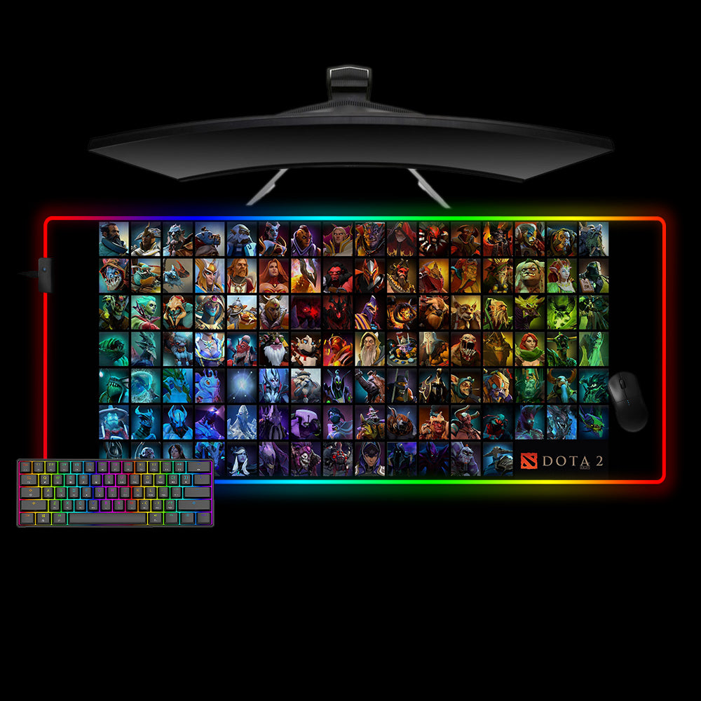 Allleftout Dota 2 All Heroes Design M-Xxl Size Rgb Gaming Mouse Pad, Computer Desk Mat
