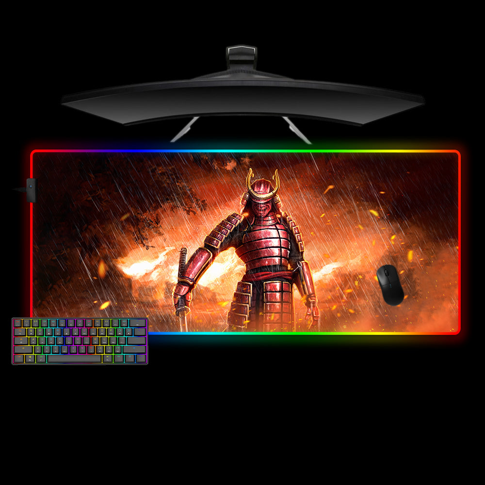 Allleftout Red Armor Samurai Design M-Xxl Size Rgb Gaming Mouse Pad, Computer Desk Mat