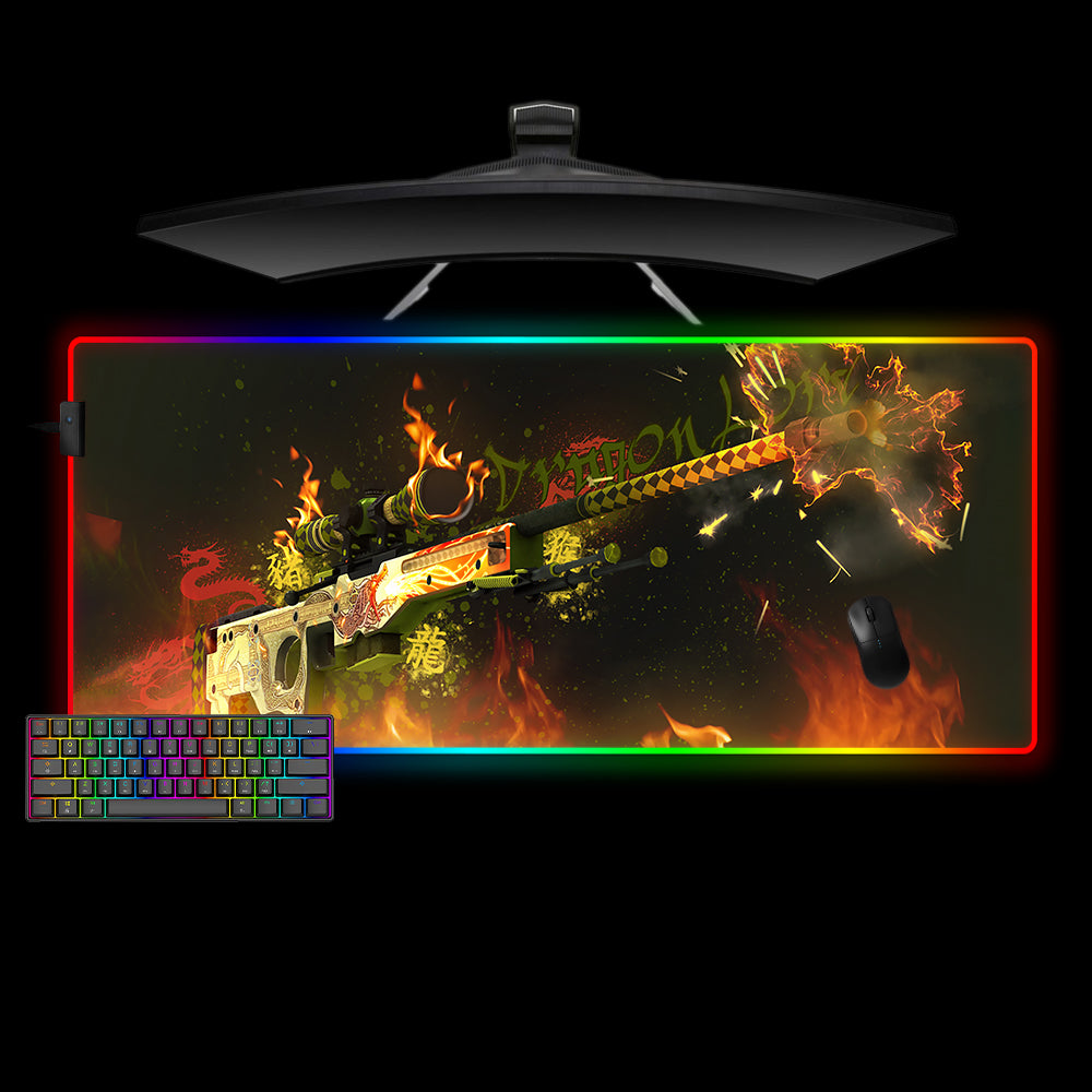 Allleftout Csgo Dragon Lore Fire Design M-Xxl Size Rgb Gaming Mouse Pad, Computer Desk Mat
