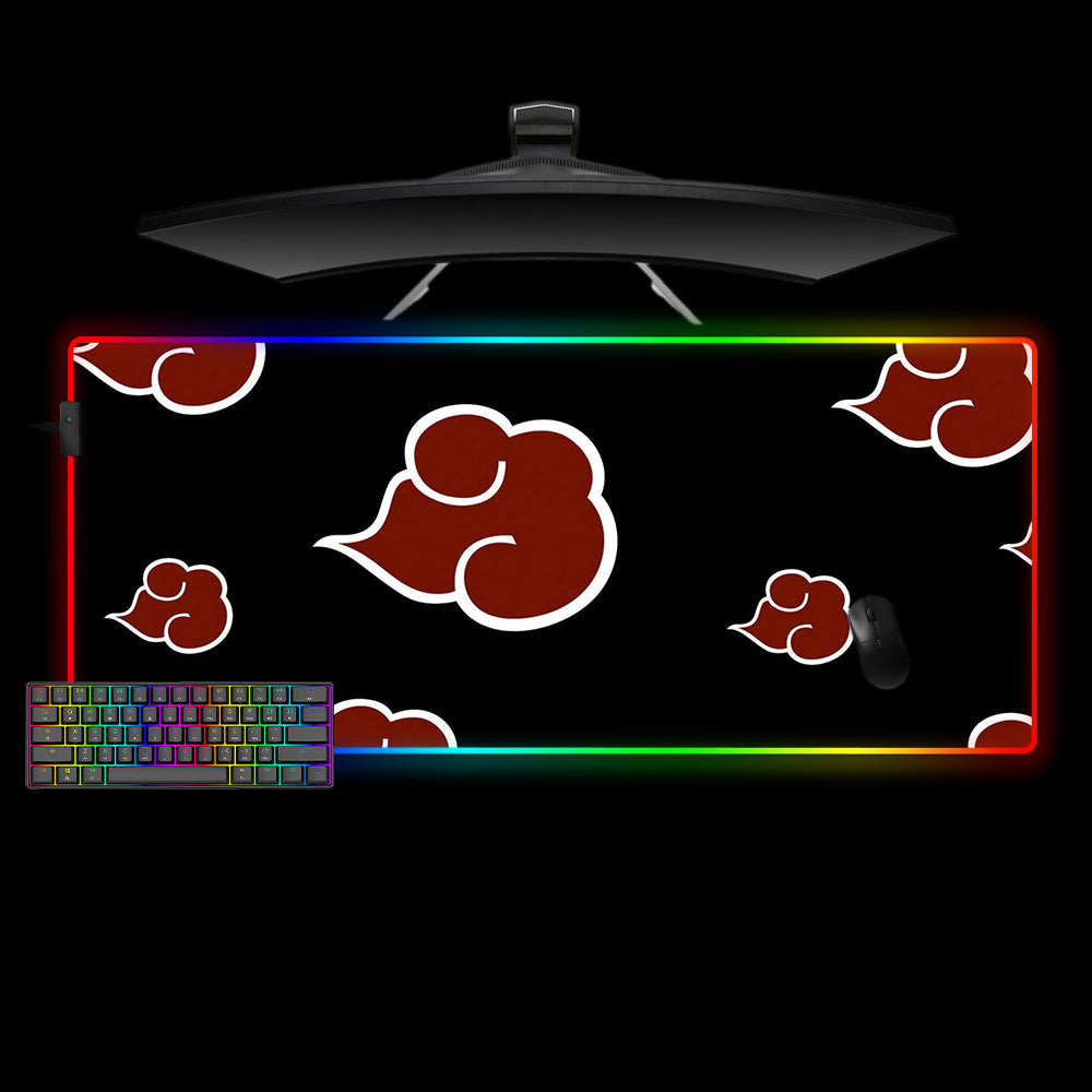Allleftout Naruto Red Clouds Design M-Xxl Size Rgb Gaming Mouse Pad, Computer Desk Mat
