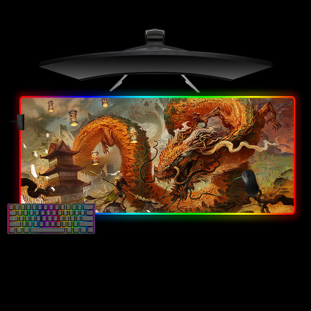 Allleftout Chinese Style Dragon Design M-Xxl Size Rgb Gaming Mouse Pad, Computer Desk Mat