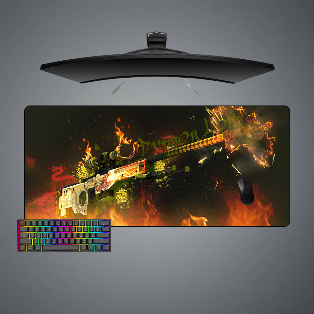 Allleftout Csgo Dragon Lore Fire Design M-Xxl Size Gaming Mouse Pad, Computer Desk Mat