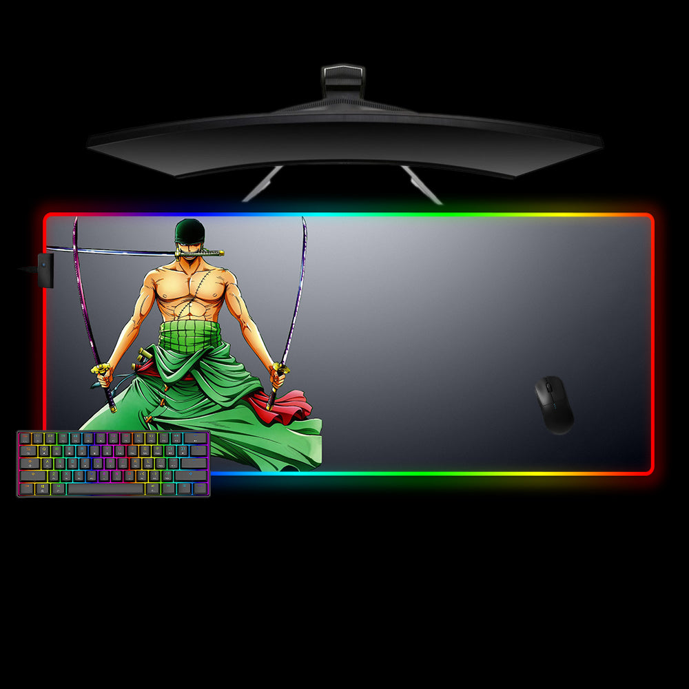 Allleftout One Piece Zoro Design M-Xxl Size Rgb Gaming Mouse Pad, Computer Desk Mat