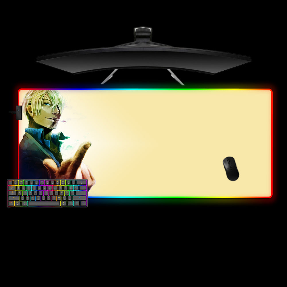 Allleftout One Piece Sanji Design M-Xxl Size Rgb Gaming Mouse Pad, Computer Desk Mat