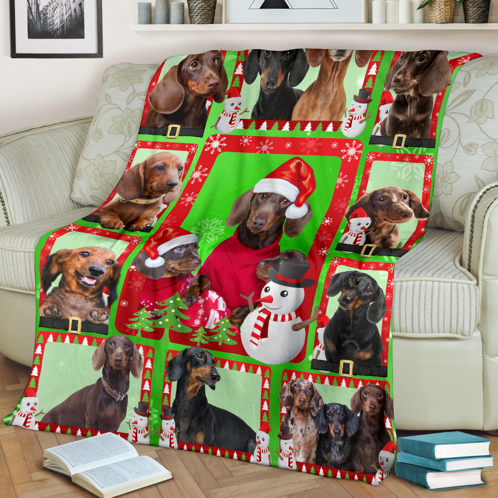 Dachshund Blanket Dachshund Christmas Snowman For Dog Lovers Sherpa Fleece Blanket Soft Cozy Plush Throw Blanket