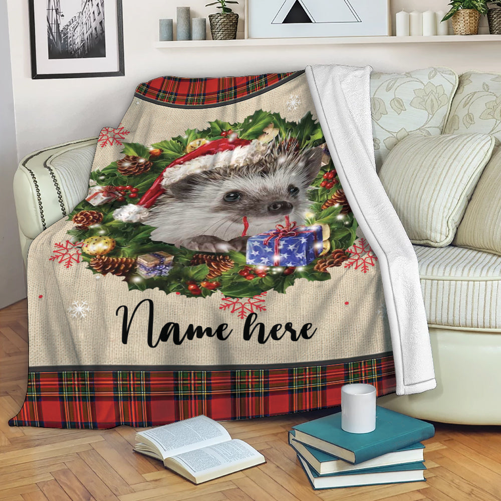 Petmytshirt Christmas Blanket Wearing Christmas Hat and Wreath Sherpa Fleece Blanket Soft Cozy Plush Throw Blanket Christmas Gift
