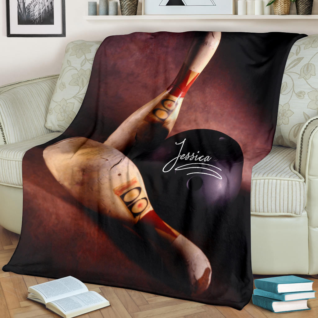 Petmytshirt Bowling Blanket Vintage Bowling Blanket For Bowling Lover Sherpa Fleece Blanket Custom Name Soft Cozy Plush Throw Blanket