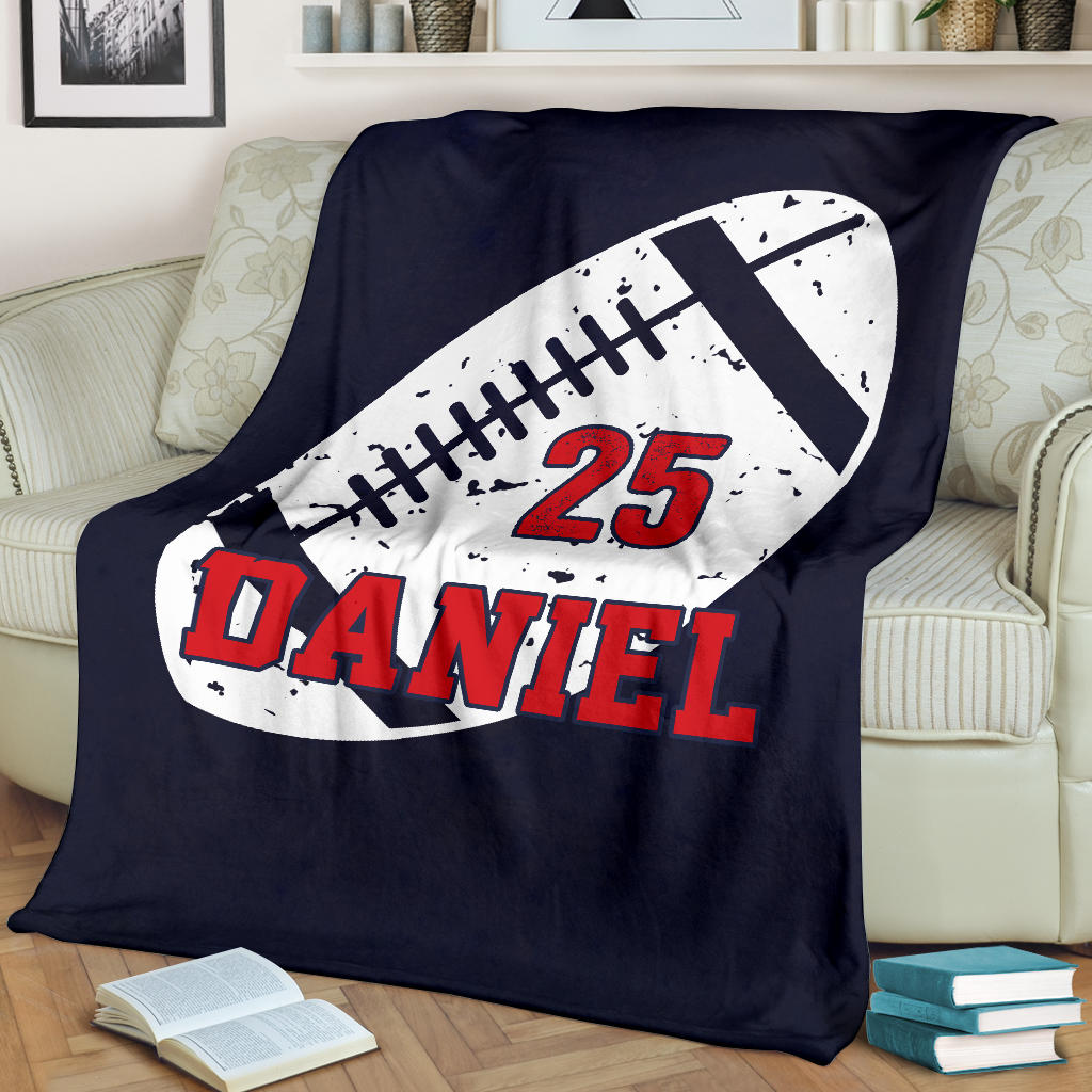 Petmytshirt Football Blanket American Football Boy Sherpa Fleece Blanket Custom Name Number Soft Cozy Plush Throw Blanket