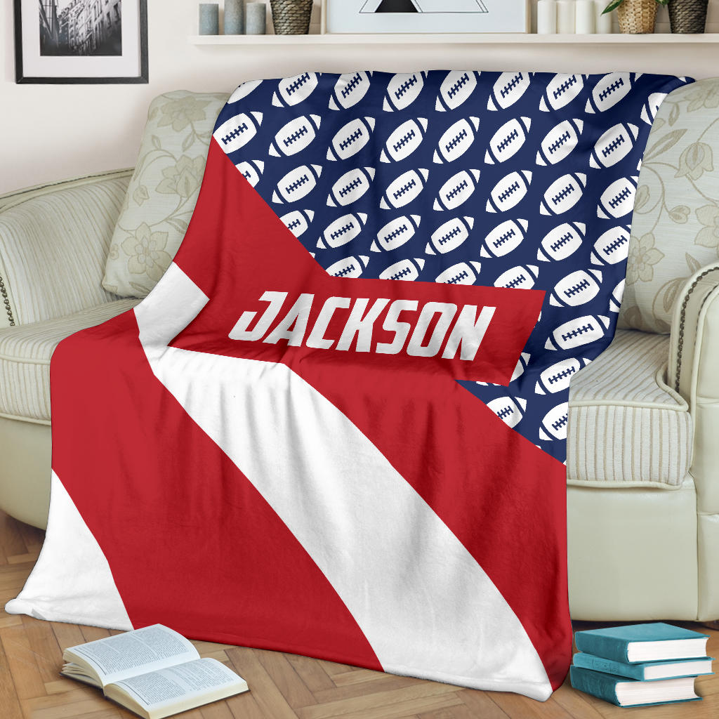 Petmytshirt Football Blanket American Football Boy Sherpa Fleece Blanket Custom Name Soft Cozy Plush Throw Blanket