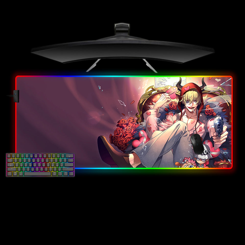 Allleftout One Piece Donquixote Rosinante Design M-Xxl Size Rgb Gaming Mouse Pad, Computer Desk Mat