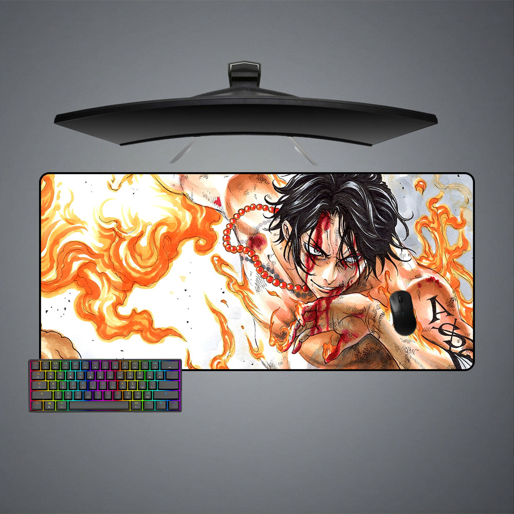 Allleftout One Piece Ace Fire Design M-Xxl Size Gaming Mouse Pad, Computer Desk Mat
