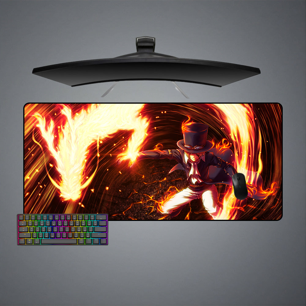 Allleftout One Piece Sabo Flame Dragon Design M-Xxl Size Gaming Mouse Pad, Computer Desk Mat