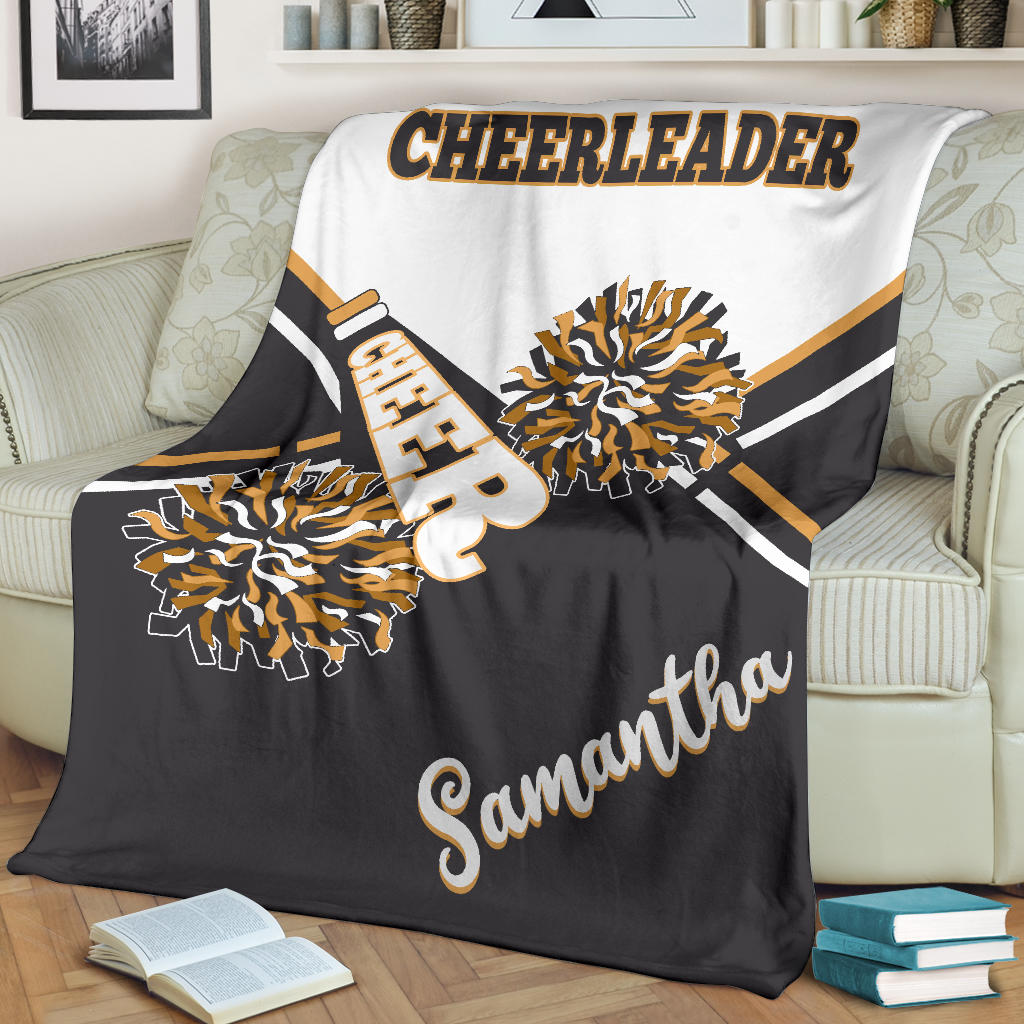 Petmytshirt Cheerleading Blanket Cheerleading Cheerleader Daughter Sherpa Fleece Blanket Custom Name Soft Cozy Plush Throw Blanket