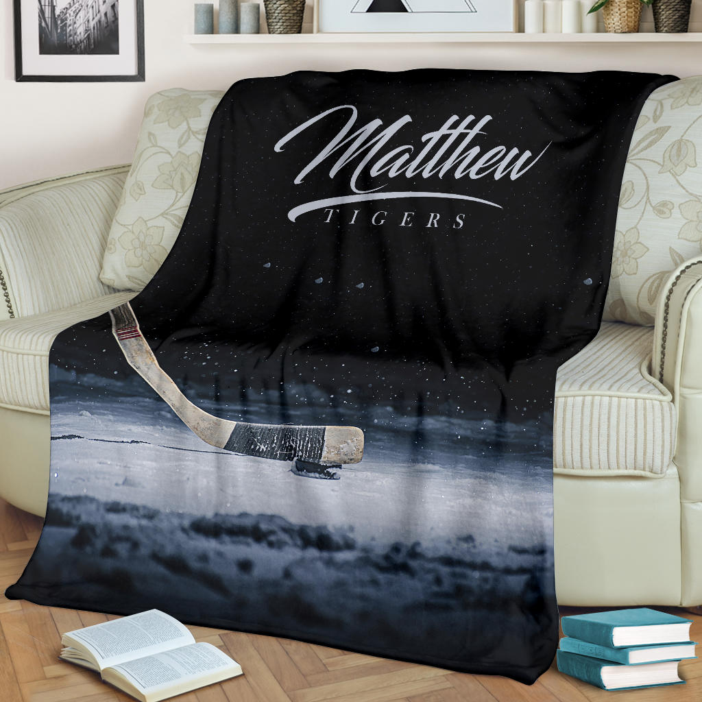 Petmytshirt Hockey Blanket Ice Hockey Sherpa Fleece Blanket Custom Name Soft Cozy Plush Throw Blanket For Men Boy Son Kid