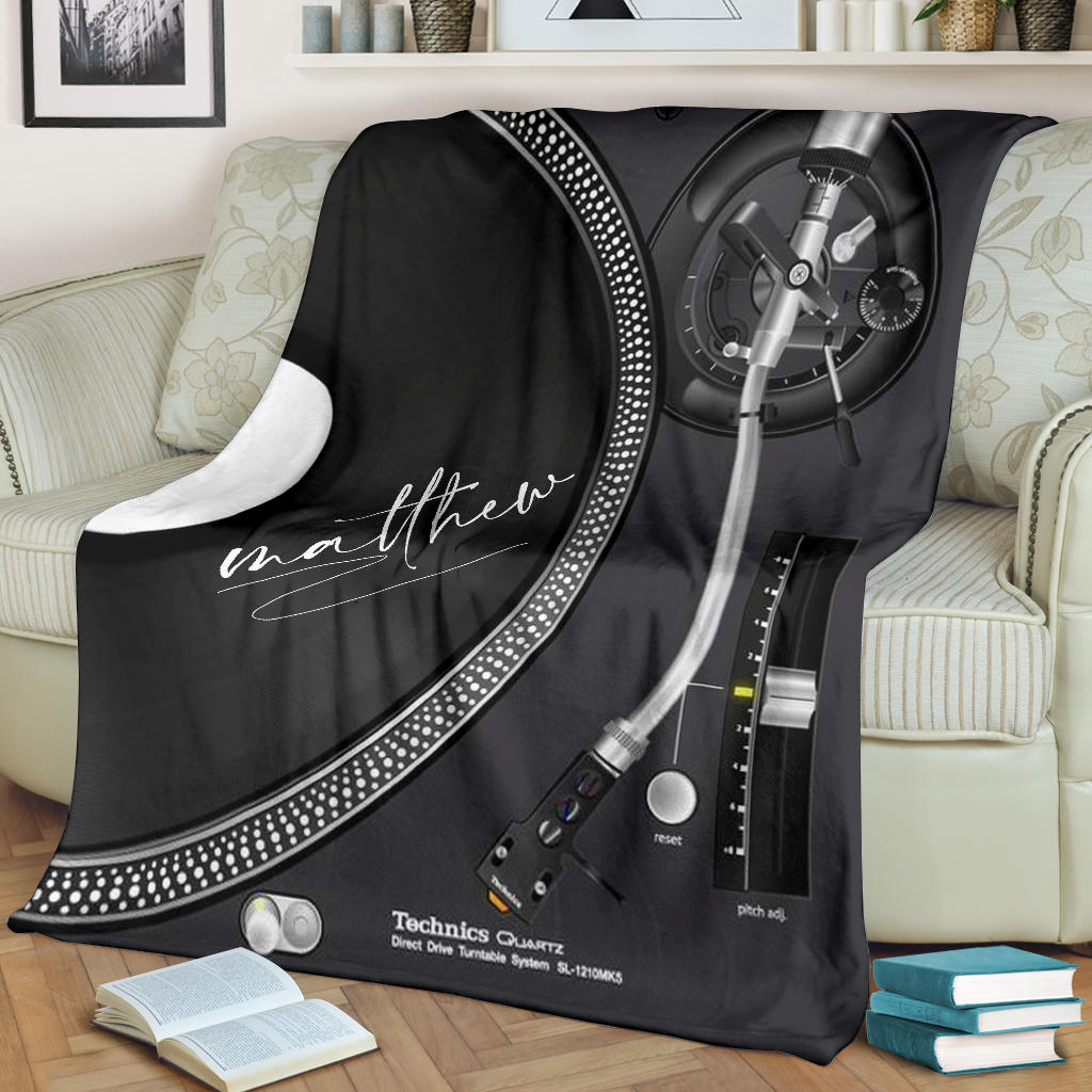 Petmytshirt Blanket Edm Music Lover Disc Jockey Dj Vintage Black Sherpa Fleece Blanket Custom Name Soft Cozy Plush Throw Blanket