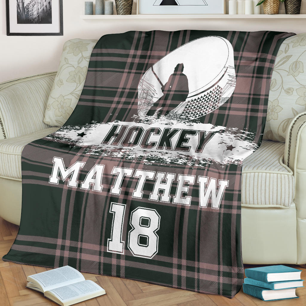 Hockey Blanket Red Hockey Blanket Check Pattern Teen Hockey Pleyer Sherpa Fleece Blanket Soft Cozy Plush Throw Blanket
