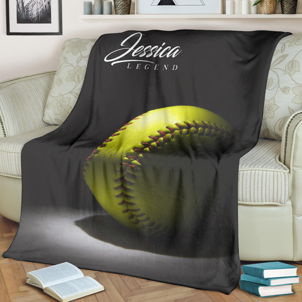 Petmytshirt Softball Blanket Softball Girl Sherpa Fleece Blanket Custom Name Soft Cozy Plush Throw Blanket