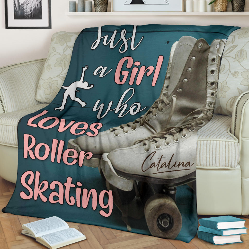 Petmytshirt Roller Skating Blanket Just A Girl Who Love Roller Skating Sherpa Fleece Blanket Soft Cozy Plush Throw Blanket For Girl