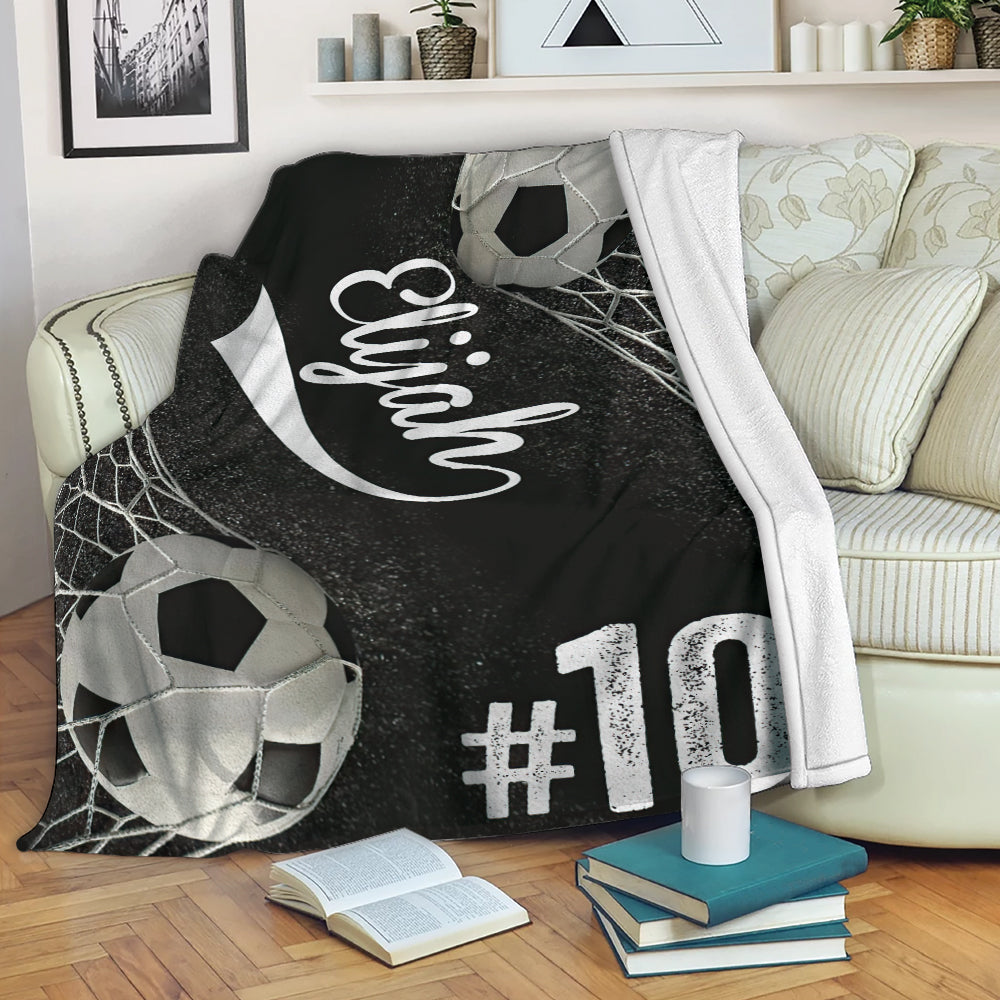 Petmytshirt Soccer Blanket Soccer Goals Balls Sherpa Fleece Blanket Custom Name Number Soft Cozy Plush Throw Blanket