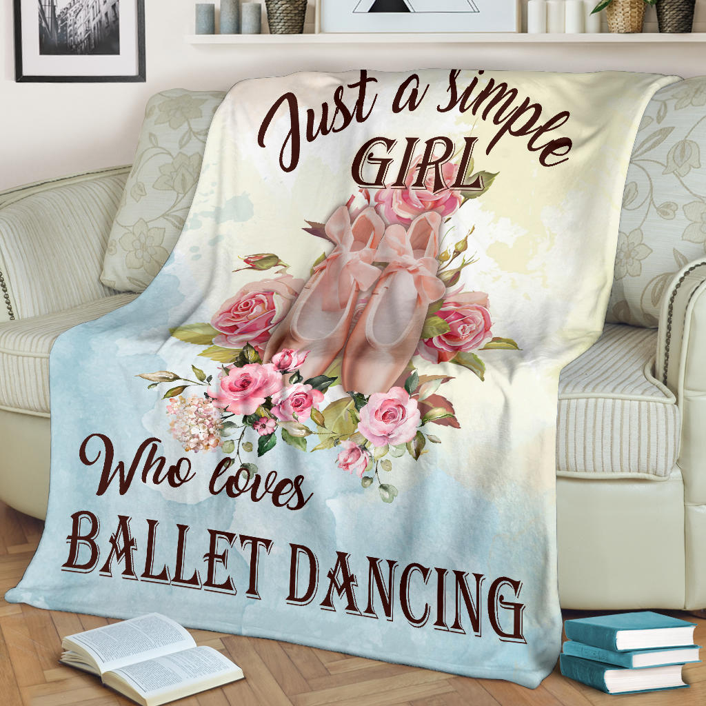 Ballet Blanket Just A Simple Girl Who Loves Ballet Pink Rose Lover Sherpa Fleece Blanket Soft Cozy Plush Throw Blanket
