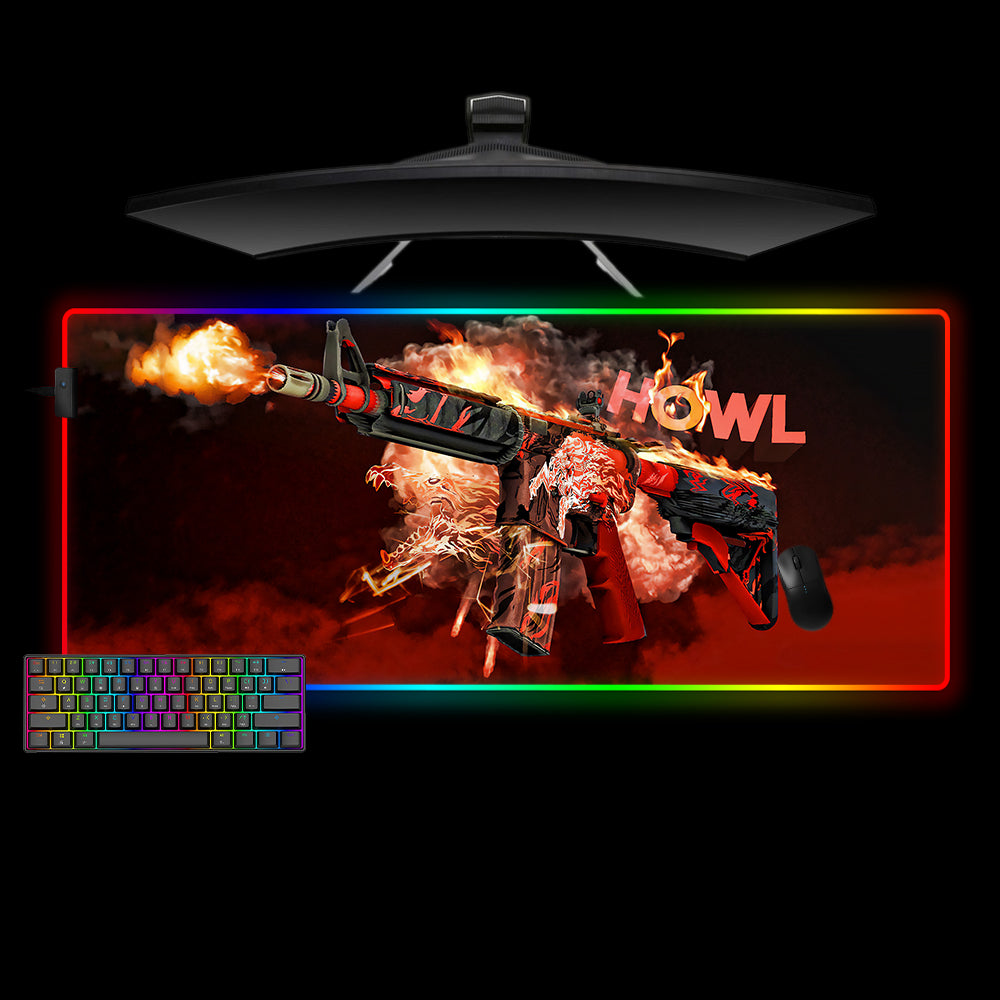 Allleftout Csgo M4A4 Howl Design M-Xxl Size Rgb Gaming Mouse Pad, Computer Desk Mat