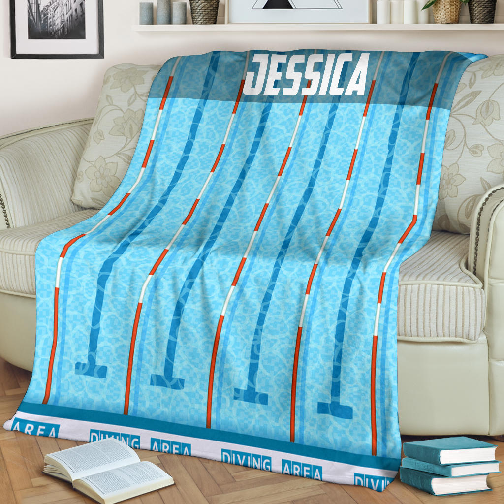 Petmytshirt Swimming Blanket Swimming Swim Pool For Swimmers Sherpa Fleece Blanket Custom Name Soft Cozy Plush Throw Blanket