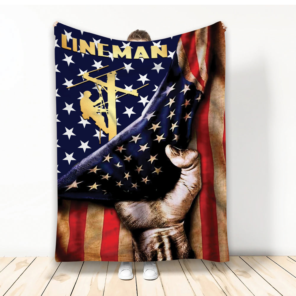 Lineman Blanket Lineman For Dad Sherpa Fleece Blanket Soft Cozy Plush Throw Blanket