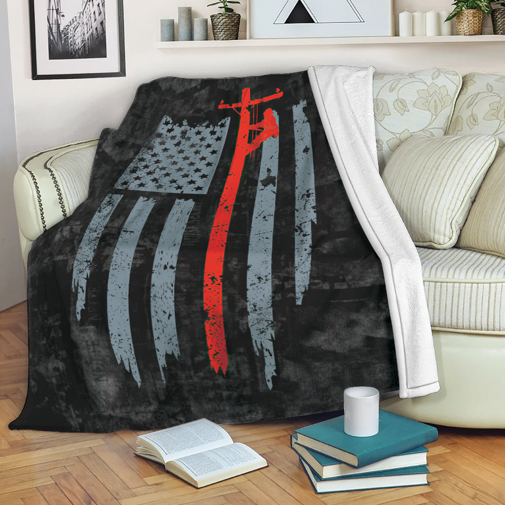 Lineman Blanket American Lineman Lineman Sherpa Fleece Blanket Soft Cozy Plush Throw Blanket