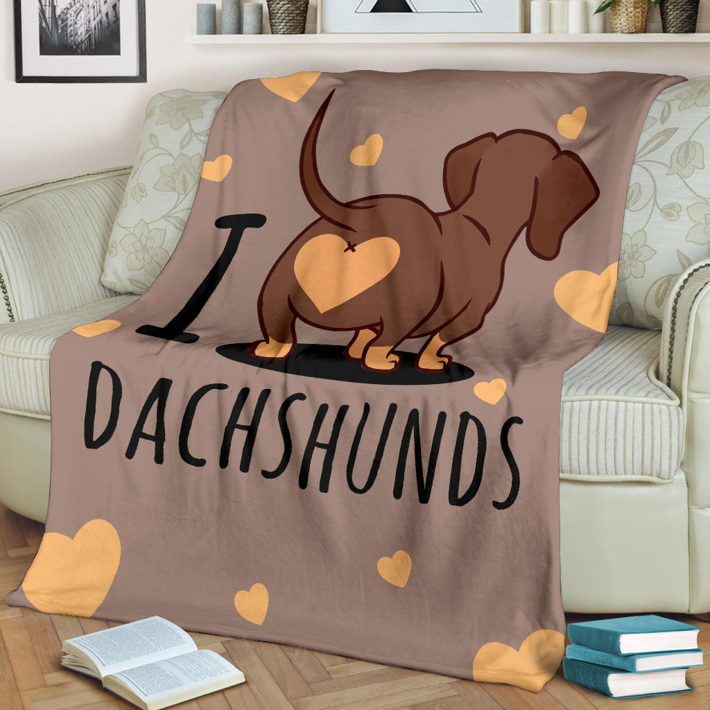 Dachshund Blanket Dachshund I Love Pet For Dog Lovers Sherpa Fleece Blanket Soft Cozy Plush Throw Blanket