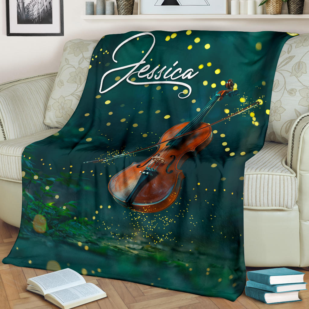 Petmytshirt Violin Blanket Violin Dream For Violin Lovers Sherpa Fleece Blanket Custom Name Soft Cozy Plush Throw Blanket
