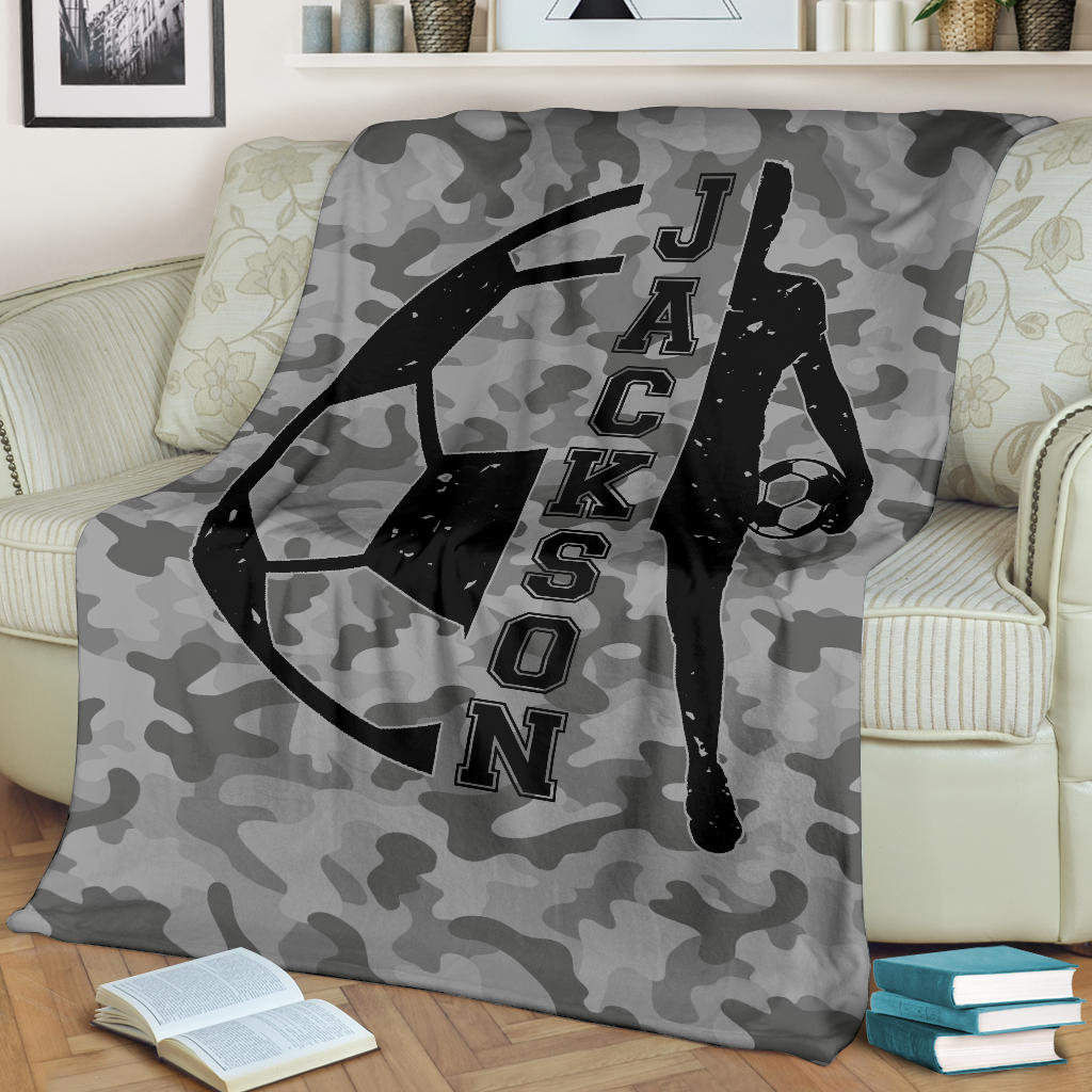 Petmytshirt Soccer Blanket Soccer Camo For Player Fan Lover Sherpa Fleece Blanket Custom Name Soft Cozy Plush Throw Blanket