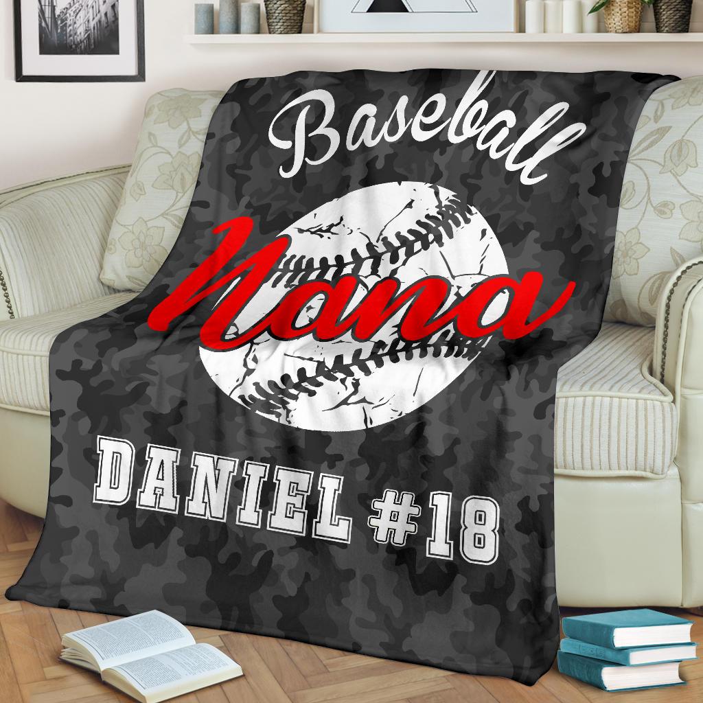 Petmytshirt Baseball Blanket Baseball For Nana Grandma Sherpa Fleece Blanket Custom Name Number Soft Cozy Plush Throw Blanket