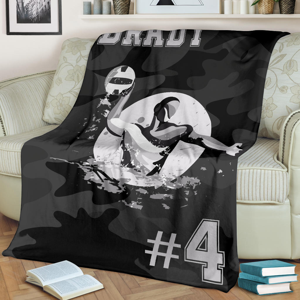 Petmytshirt Blanket Water Polo Black And White Sherpa Fleece Blanket Custom Name Number Soft Cozy Plush Throw Blanket