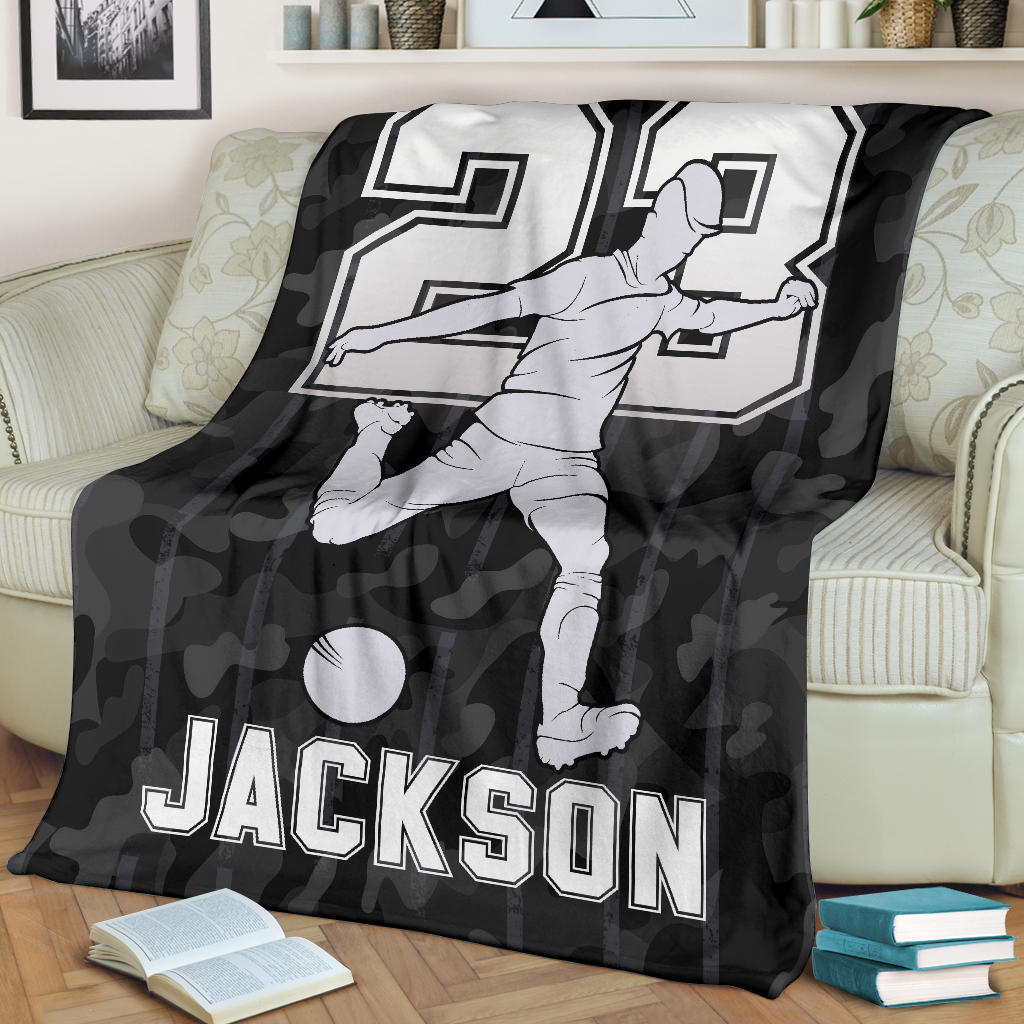 Petmytshirt Soccer Blanket Soccer Player Sherpa Fleece Blanket Custom Name Number Soft Cozy Plush Throw Blanket For Boy Son