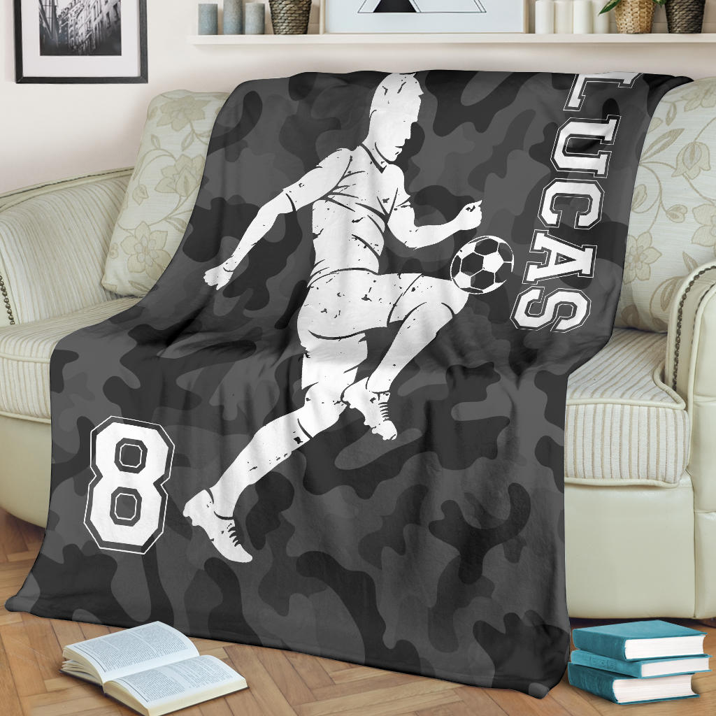 Petmytshirt Soccer Blanket Soccer Camo Player For Fan Lovers Sherpa Fleece Blanket Custom Name Number Soft Cozy Plush Throw Blanket