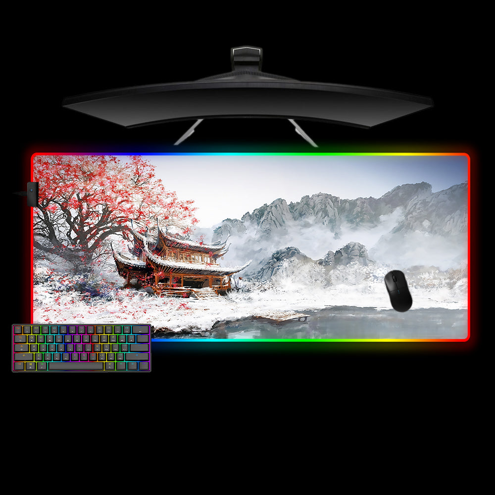 Allleftout Pagoda Painting Art Design M-Xxl Size Rgb Gaming Mouse Pad, Computer Desk Mat
