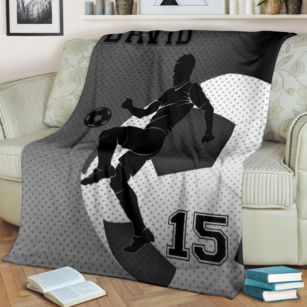 Petmytshirt Soccer Blanket Soccer Player For Fan Lovers Sherpa Fleece Blanket Custom Name Number Soft Cozy Plush Throw Blanket