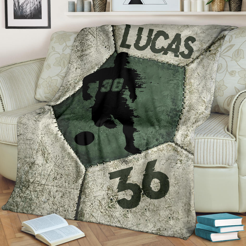Petmytshirt Soccer Blanket Soccer Texture For Fans Lovers Sherpa Fleece Blanket Custom Name Number Soft Cozy Plush Throw Blanket