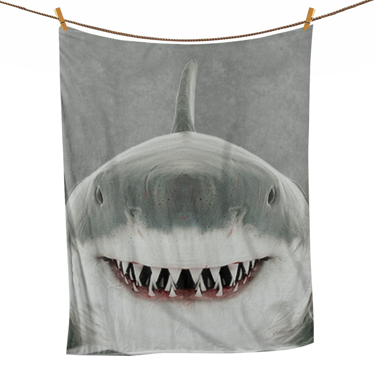 Shark Blanket Grey Shark Ocean Animal Lover Gift Sherpa Fleece Blanket Soft Cozy Plush Throw Blanket