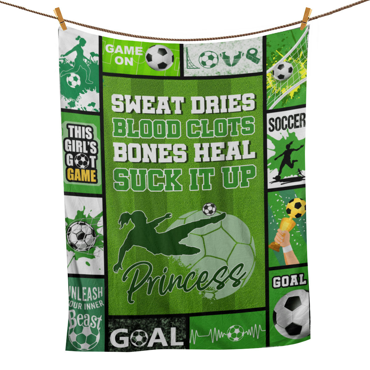Soccer Blanket Soccer Girl Princess Sport Lover Gift Sherpa Fleece Blanket Soft Cozy Plush Throw Blanket